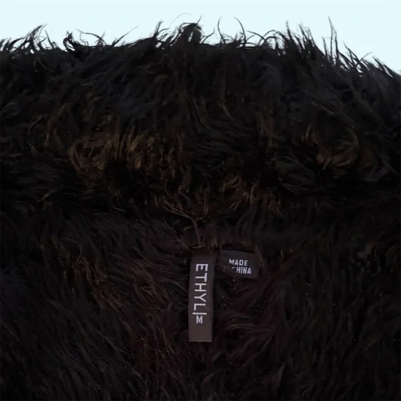 Ethyl Faux Fur Black and Brown Ombré Open Front Cardigan Sweater Vest, Women’s M - Picture 6 of 7